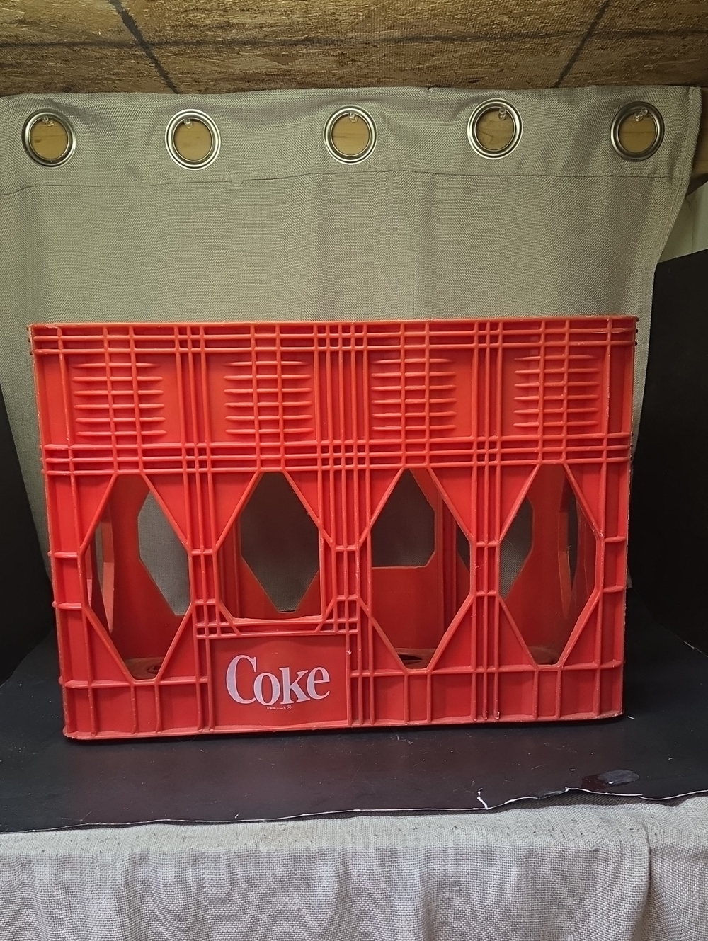 Vintage Coca-Cola Plastic Crate, 8-2 Liter Bottles, 13" Tall, Side Handles
